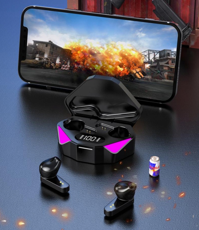 SŁUCHAWKI BEZPRZEWODOWE DOUSZNE BLUETOOTH 5.3 SPORTOWE DOTYKOWE + POWERBANK Kolor dominujący czarny